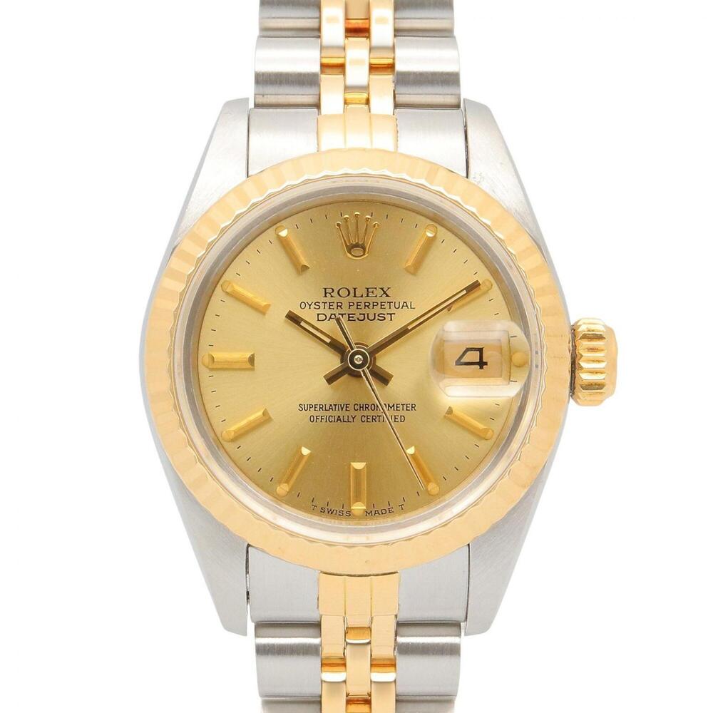 Rolex Datejust 90 Champagne Bar Watch, 18K (Yellow Gold) Stainless Steel, Lad...